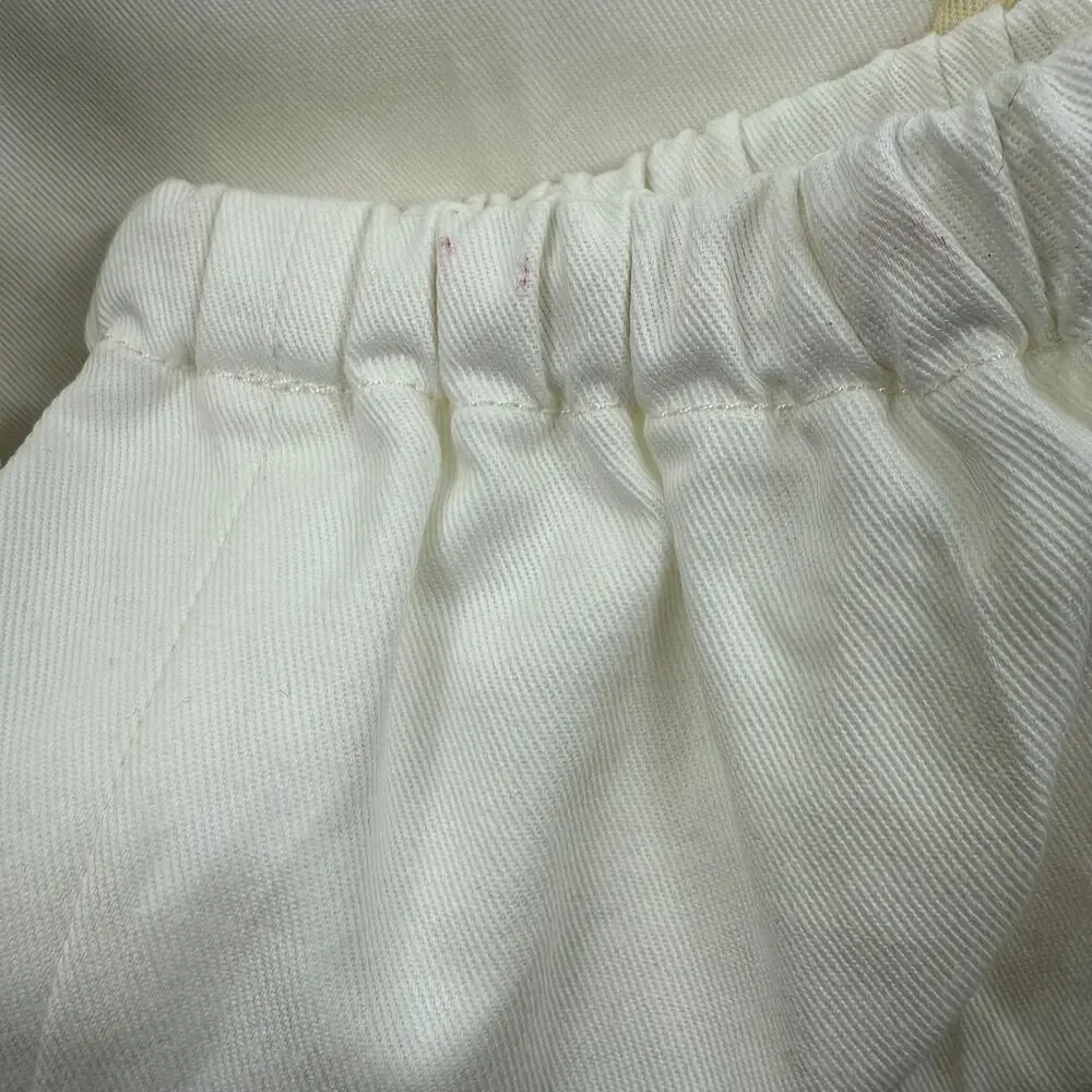 New Gucci Off White Canvas Pressed Cotton Cargo Pants Size 50